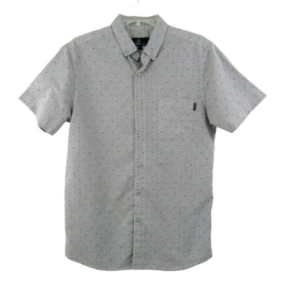 Molokai Surf Co Gray Fish Bone Print Camp Shirt Button Down Size M Surfer Beach - Picture 1 of 10